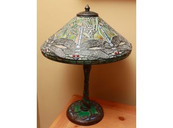 Stained Glass, Tiffany Style Replica Dragonfly Cone Lamp