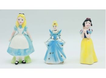Disney Vintage Ceramic Cinderella, Snow White, Alice Made In Japan
