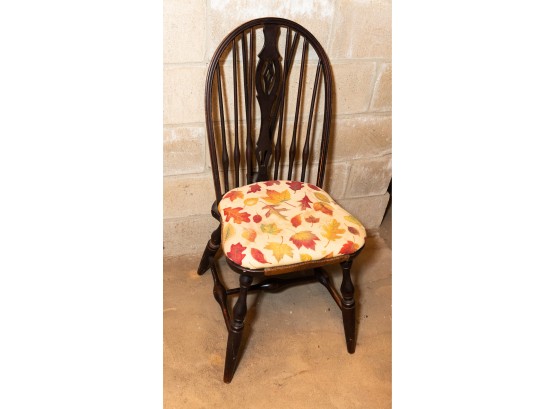 Wooden Chair, Spindle Back, Dark , Upholstered Seat