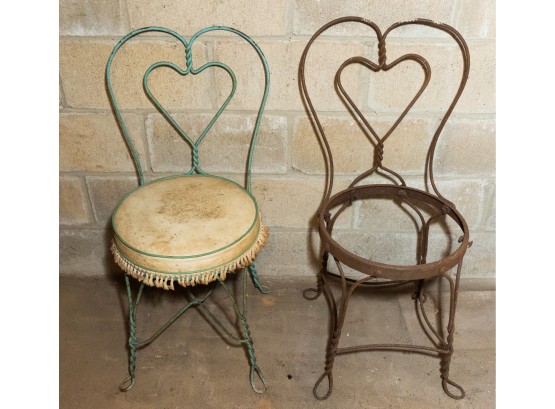 Early 1930s Wrought Iron Sweetheart Chair - Lot Of 2