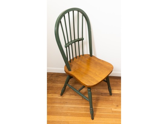 Chair, Spindle Back, Green W/ Mapl Wood Seat