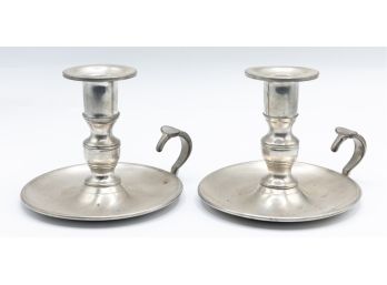 Pewter Candlestick Holder, Short , Woodbury Peuter, Late20th Cent