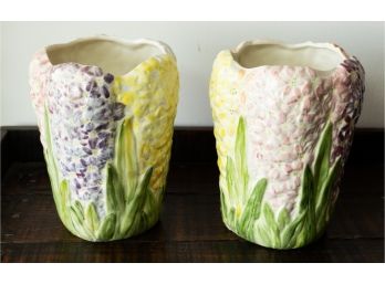 Ceramic Vases, Slip, Flower Design