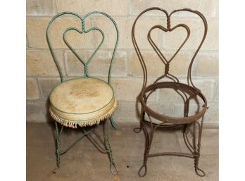 Early 1930s Wrought Iron Sweetheart Chair - Lot Of 2