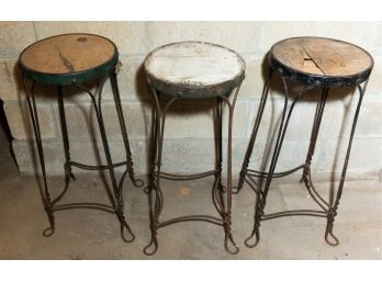 Lot Of 3 Metal Stool - Needs To Be Upholstered