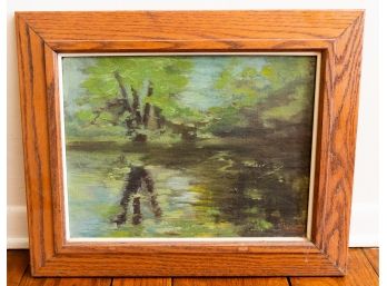 Signed Oil On Canvas In Wooden Frame - Vintage