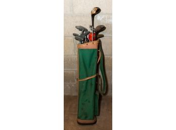 Vintage Golf Clubs And Bag, 9 Clubs