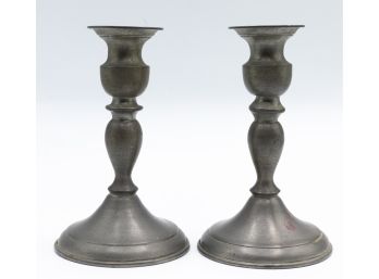 Pewter Candlestick Holder, Tall, Leomark, Bolivia?, Early 20th Cent