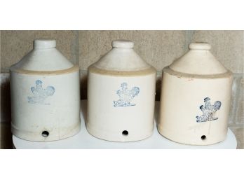 Lot Of 3 Ceramic Jugs For Beverage Dispensers, No Spigots Included