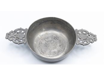 Pewter Porage Bowl, Ornate