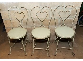 Early 1930s Wrought Iron Sweetheart Chair - Lot Of 3