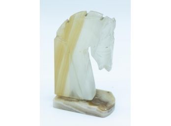 Vintage Onyx Horse Head Bookend - Hand Carved Stone