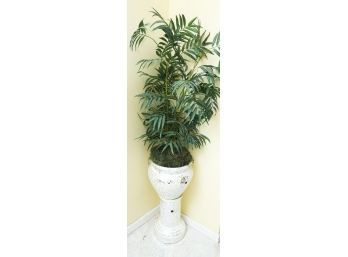 Mosaic Vase W/ Pedestal - Faux Plant Included