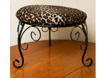 Wrought Iron Stool W/ Leopard Pattern Cushion