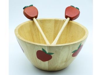 Clay Art - Hand Painted Wooden Bowl W/ Servers
