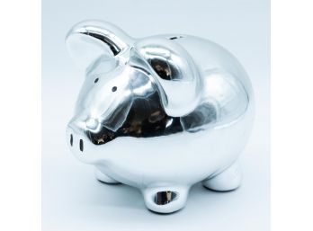 Silver Toned Piggy Bank