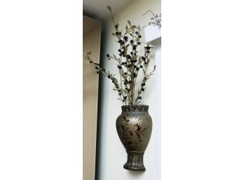 Pair Of Wall Mounted Vase Planters - Home Decor - Faux Plants Included