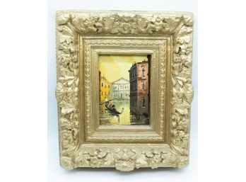 Oil Painting - Ornate Frame - Venice Canal Scene - Small Wall Art