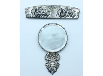 Vintage Jensen Denmark Sterling Silver Mirror Compact & Case W/ Comb