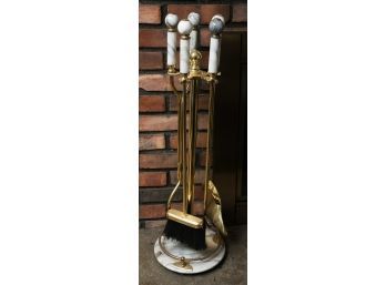 Vintage Marble & Brass Fire Place Tool Set