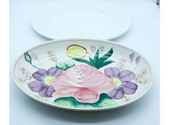 2 Large Ceramic Serving Dishes - Century - Floral Design