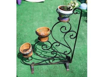 Charming Wrought Iron Plant Stand - Holds 3 Pots