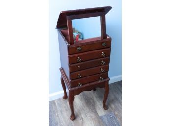 Mahogany Queen Anne Cutlery/Jewelry Chest W/ Mirror - Vintage