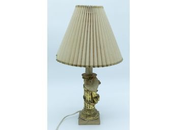 Vintage Brass Lamp W/ Cherub And Lampshade - Cherub Lamp