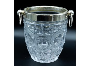 French Silver Plated Cutglass Champagne Ice Bucket Hoop Handles