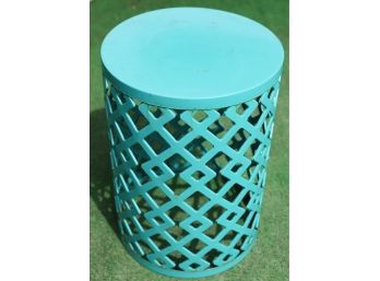 Contemporary Metal Teal Blue Round Side Table