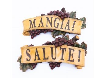 2 Piece Salute And Mangia Wall Decor Set - Italian Decor