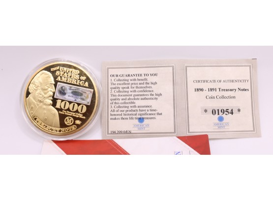 Lot Of 5 Collectible Commemorative Coins  W/ Certificates Of Authenticity - See Description