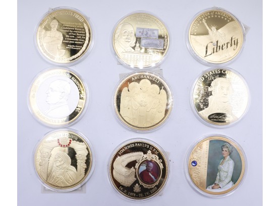 Lot Of 9 Collectible Commemorative Coins W/ Certificates Of Authenticity-  See Description For More Coin Info