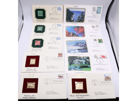 22KT Gold Replica Of United States Stamps (3) - First Day Of Issue - Famous American Stamps (3) First Day Issu