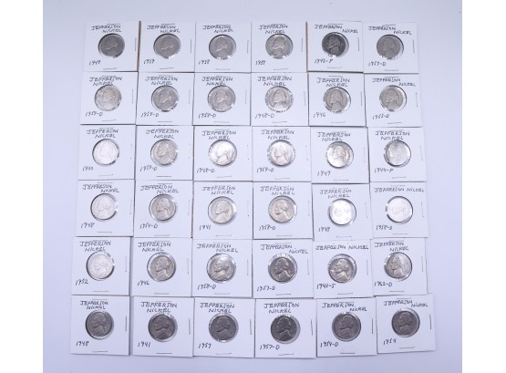 Lot Of 36 Jefferson & Buffalo Nickels Dated Before 1964 - Collectible