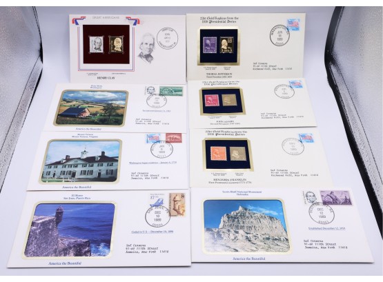 Lot Of 8 Specialty Stamps - 22Kt Gold Replica From 1938 Presidential Series - America The Beautiful