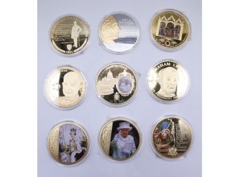 Lot Of 9 Collectible Commemorative Coins W/ Certificates Of Authenticity-  See Description For More Coin Info