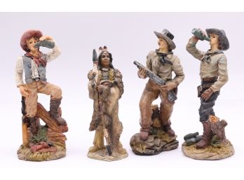 Lot Of 4 Charming Cowboys & Ceramic Native American Figurines - Home Decor