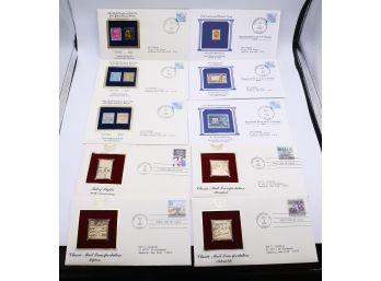 Lot Of (7) 22kt Gold Replica Stamp Series - (3) First Of Its Kind Stamps