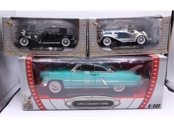 Lot Of 3 Vintage Die Cast Model Cars - Signature Models & Road Signature - In Original Box - Collectible