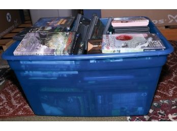 Large Lot Of Assorted VHS & DVDs - Horror Movies - Bin Included - Dimensions L22' X W16' X H12'