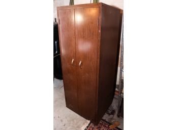 Metal Storage Cabinet W/ Wood Finish Design