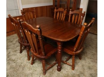 Solid Wood Dining Table W/ 6 Chairs And Leaf