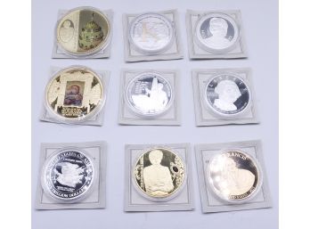 Lot Of 9 Collectible Commemorative Coins W/ Certificate Of Authenticity - See Description For More Info