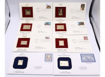 Lot Of 8 First Day Of Issue 22KT Replica Stamps