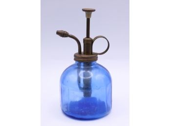 Vintage Blue Bottle W/ Metal Perfume Atomizer - Collectible