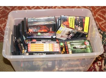 Large Lot Of Assorted Dvds - Horror Movies - Bin Included - Bin Dimensions L22' X W16' X H11'