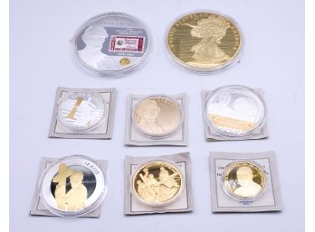 Lot Of 8 Collectible Commemorative Coins W/ Certificate Of Authenticity - See Description For More Info