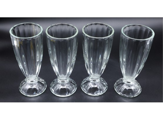 Set Of 4 Vintage Ice Cream Soda Fountain Milkshake Malt Shoppe Glasses