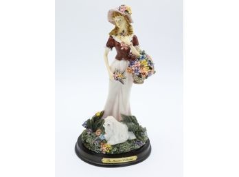 The Messina Collection - Figurine Girl W/ Dog Surrounded By Flowers